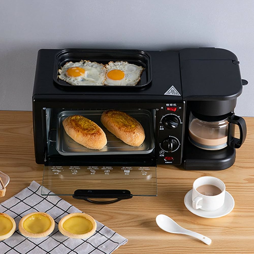 Machine 3-en-1 : grille-pain, cafetière, plaque