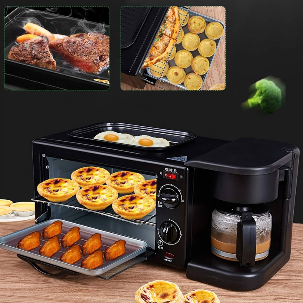 Machine 3-en-1 : grille-pain, cafetière, plaque