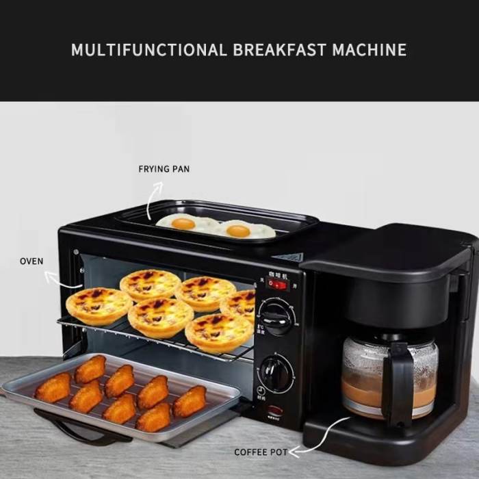 Machine 3-en-1 : grille-pain, cafetière, plaque