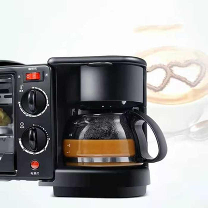 Machine 3-en-1 : grille-pain, cafetière, plaque